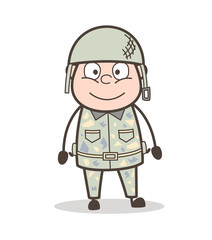 Cartoon Smiling Face of Army Man Vector Illustration