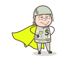 Cartoon Super Rescuer Army Man Vector Illustration