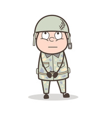 Cartoon Innocent Army Officer Face Expression Vector Illustration
