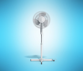 white electric fan 3d render on blue background