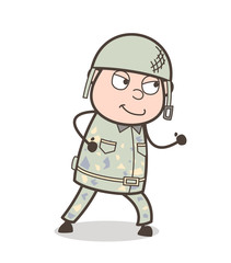 Cartoon Happy Sergeant Ready to Run Vector Illustration