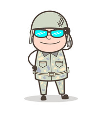 Cartoon Army Man with Sunglasses Vector Illustration
