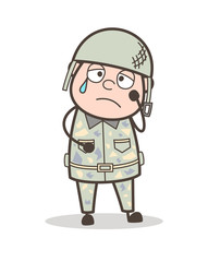 Cartoon Emotional Sergeant Face Expression Vector Illustration