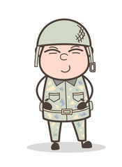 Cute Smile on Army Man Face Vector Illustration