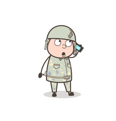 Cartoon Sergeant Calling Vector Concept