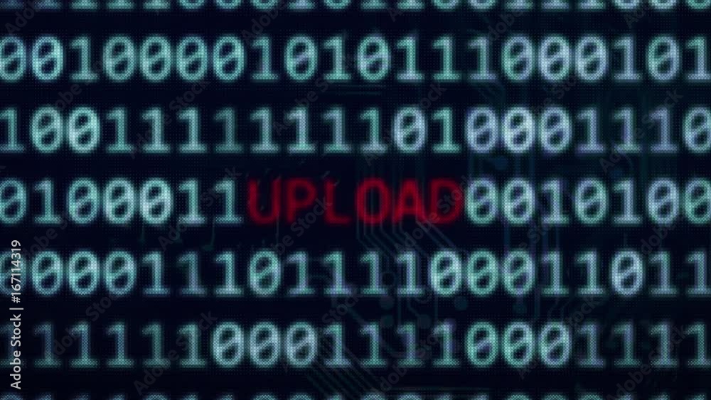 Poster upload word between random binary data in 4k