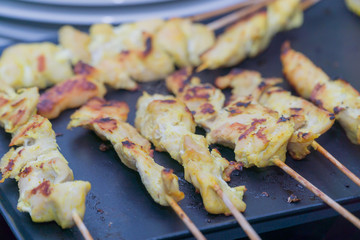 Barbecue Chicken cooked outside on a coal fired grill