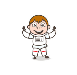 Cartoon Joyful Space-Traveler Face Expression Vector Illustration