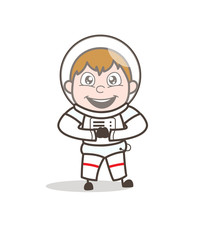 Cartoon Excited Spaceman Vector Character