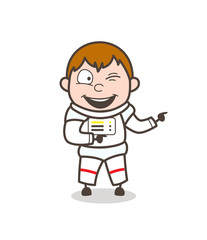 Fototapeta premium Cartoon Funny Astronaut Having Fun Vector Illustration