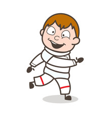 Cartoon Spaceman Running Pose Vector Illustration