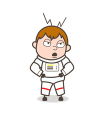 Obraz premium Cartoon Astronaut Doing Rude Behave Vector Illustration