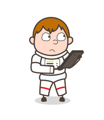 Cartoon Astronaut Chatting on Mobile Vector Illustration