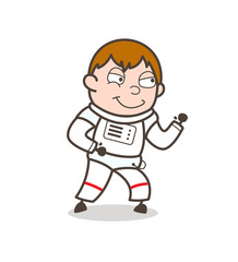 Fototapeta na wymiar Cartoon Naughty Spaceman in Running Pose Vector Illustration