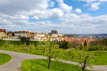 Fototapeta na wymiar Amazing panoramic view to old town of Prague