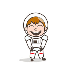 Fototapeta premium Cartoon Smiling Astronaut Face Vector Illustration