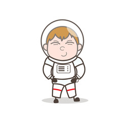 Cute Smile on Cosmonaut Face Vector Illustration