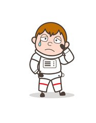 Fototapeta premium Cartoon Emotional Spaceman Face Expression Vector Illustration