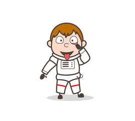 Cartoon Funny Astronaut Making Face Vector Illustration