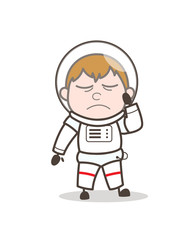 Cartoon Cosmonaut Crying Vector Illustration