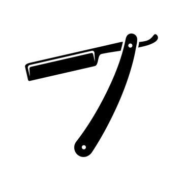 Straight razor icon. Black, minimalist icon isolated on white background. Straight razor simple silhouette. Web site page and mobile app design vector element.