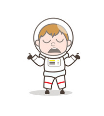 Cartoon Spaceman Behaving Like Don't Know Anything Vector Illustration