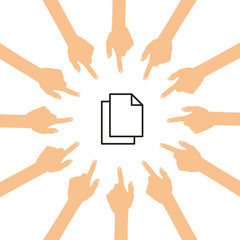 Viele Hände zeigen auf - Leere Dokumente