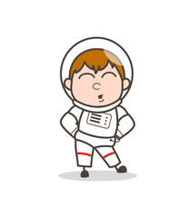 Cartoon Spaceman Having Pain in Waist Vector Illustration