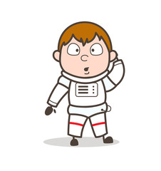 Cartoon Space-Traveler with Flushed Face Expression Vector Illustration