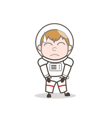 Cartoon Upset Astronaut Face Expression Vector Illustration