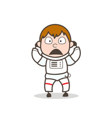 Fototapeta premium Cartoon Anguished Astronaut Face Expression Vector Illustration