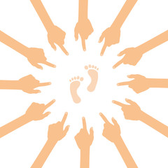 Viele Hände zeigen auf - Füße