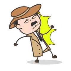 Cartoon Detective Got Hurt by Hit Vector Illustration
