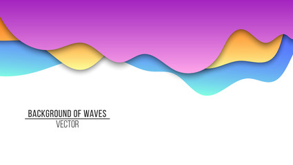 Abstract background of paper multicolored waves. Cardboard waves. Vector application with shadows on a white background. Background, template for your project