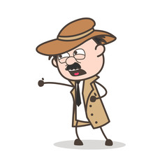 Cartoon Detective Shouting Face Expression Vector Illustration