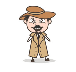 Cartoon Excited Detective Expression Vector Illustration