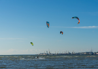 Kite surfers on the Baltic Sea