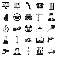 Personnel icons set, simple style