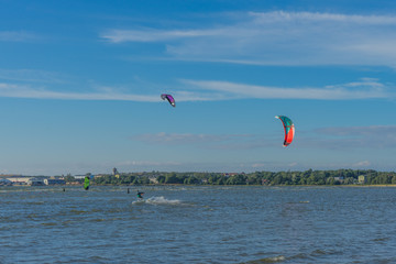 Kite surfers on the Baltic Sea