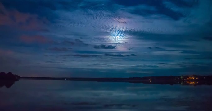 Night time-lapse at the pond at the full moon