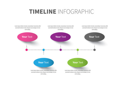 Colorful Ovals Along Dashed Line Inforgraphic Layout