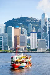Fotobehang Ferry Cruises Victoria Harbor in Hong Kong © ronniechua