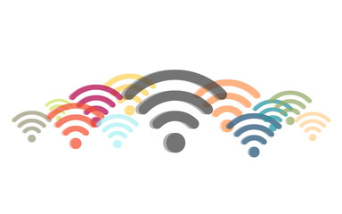 Viele bunte WiFi-Symbole