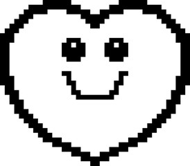 Smiling 8-Bit Cartoon Heart