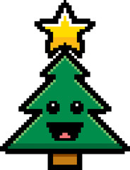 Smiling 8-Bit Cartoon Christmas Tree