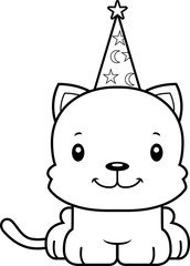 Cartoon Smiling Wizard Kitten