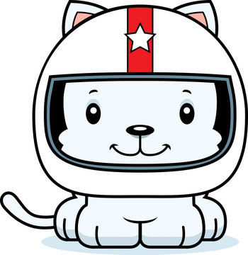 recommend clip art: Cartoon Smiling Race Car Driver Kitten