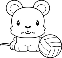 Cartoon Angry Volleyball Player Mouse