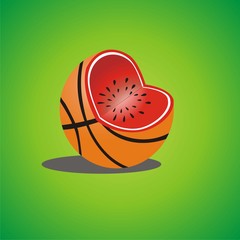 Watermelon in basketball vector illustration
