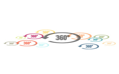 Viele bunte 360&deg;-Symbole
